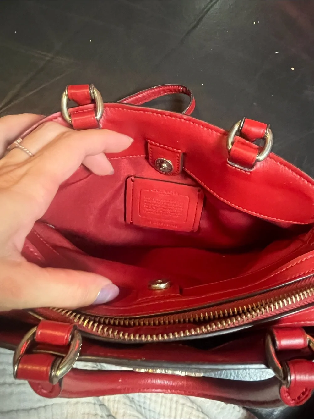 Coach Mini Lillie Carryall in Signature Canvas (Brown/1941 Red)